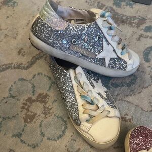 Kids Glitter Sneakers with Star Design
